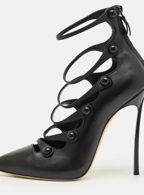 Gianvito Rossi Black Leather Strappy Pumps Size 38