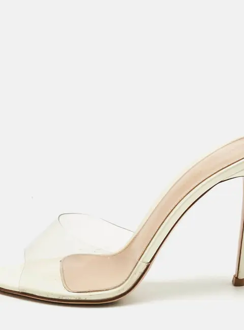 Gianvito Rossi Transparent/White PVC Elle Slide Sandals Size 39