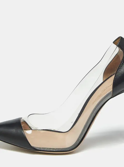 Gianvito Rossi Black Leather and PVC Plexi Pumps Size 40.5