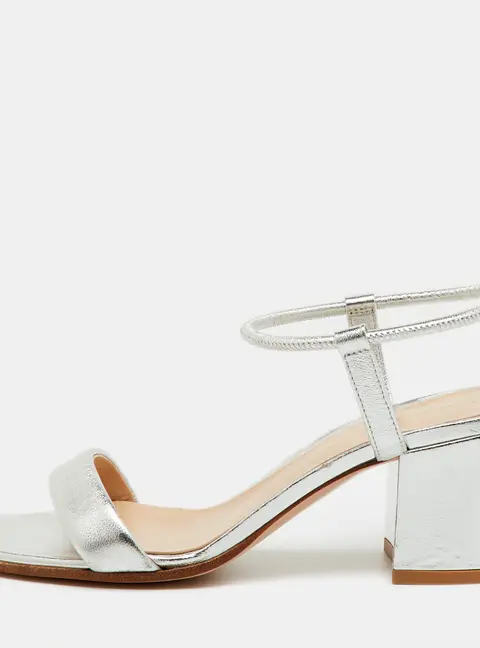 Gianvito Rossi Silver Metallic Leather Nikki Ankle Strap Sandals Size 36