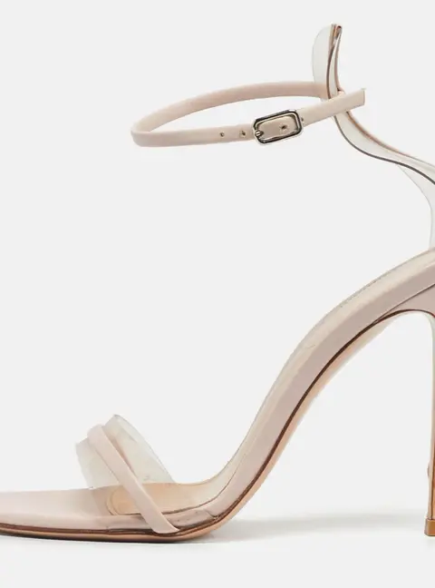 Gianvito Rossi Beige Leather and PVC Ankle Strap Sandals Size 36
