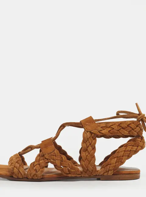 Gianvito Rossi Brown Ankle Tie Flat Sandals Size 35.5