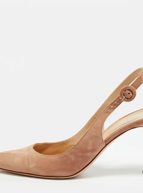 Gianvito Rossi Size 40.5 Beige Suede Slingback Pumps