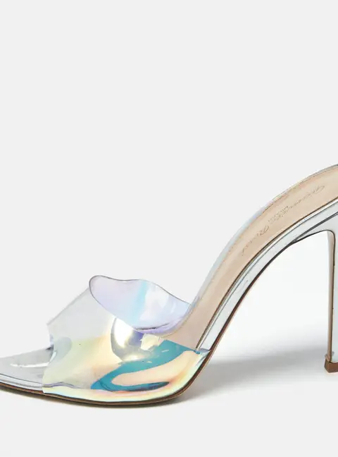 Gianvito Rossi Elle Size 39 Iridescent PVC Slide Sandals
