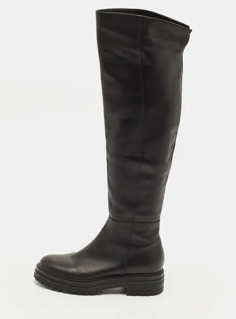 Gianvito Rossi Moka Size 37.5 Black Leather Knee Length Boots
