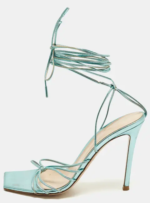 Gianvito Rossi Sylvie Size 39 Blue Leather Ankle Strap Sandals