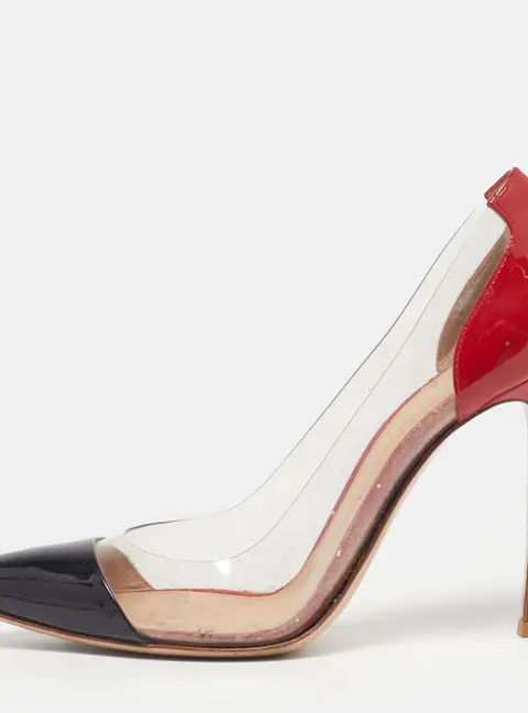 Gianvito Rossi Plexi Size 39.5 Tricolor Patent Leather and PVC Pumps