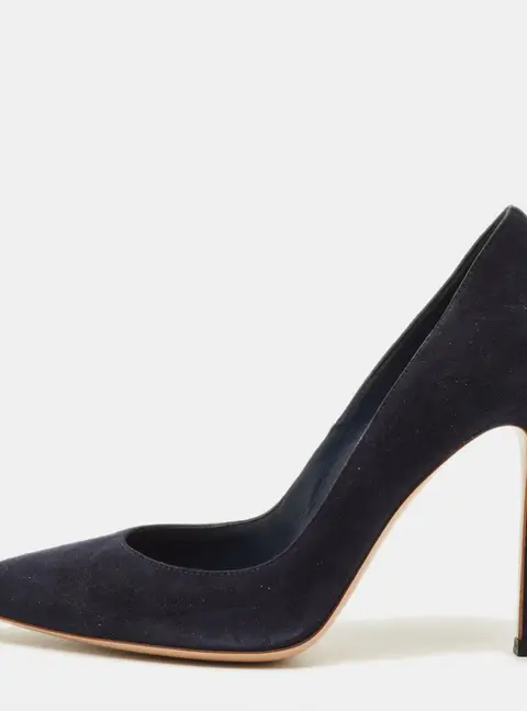 Gianvito Rossi Portofino Size 37 Navy Blue Suede Pumps