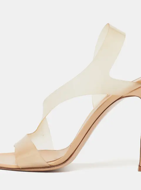 Gianvito Rossi Metropolis Size 38 Beige PVC Slingback Sandals