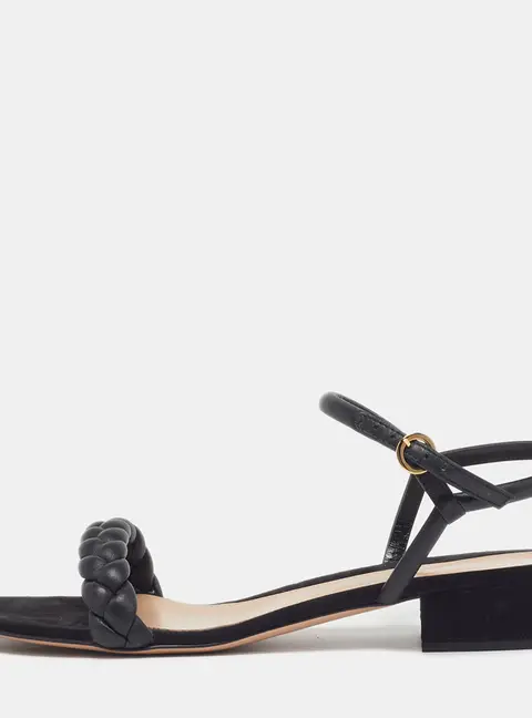 Gianvito Rossi Cruz Size 40.5 Black Braided Leather Flat Sandals