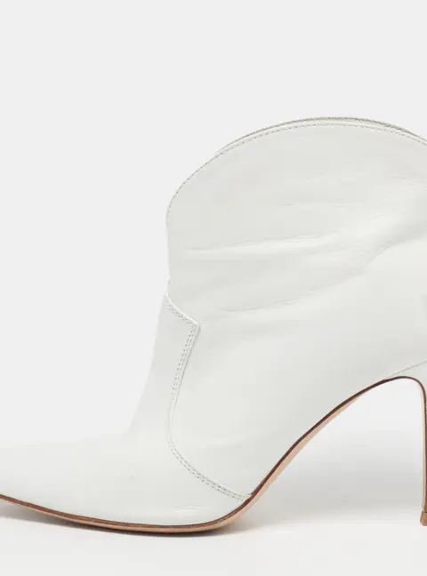 Gianvito Rossi Mable Size 37.5 White Leather Ankle Length Boots
