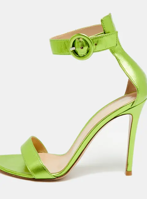 Gianvito Rossi Portofino Size 38 Green Leather Ankle Strap Sandals