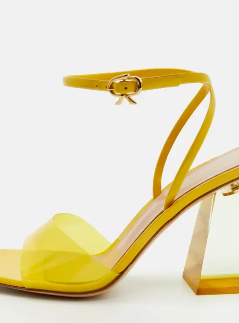 Gianvito Rossi Cosmic Size 36 Yellow Patent and PVC Ankle Wrap Sandals