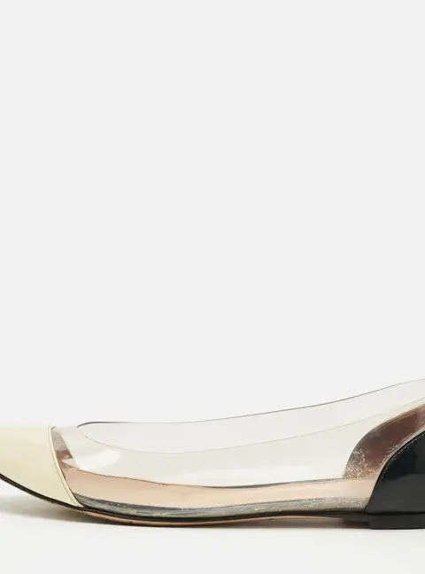 Gianvito Rossi Plexi Size 38 Tricolor Patent Leather and PVC Ballet Flats