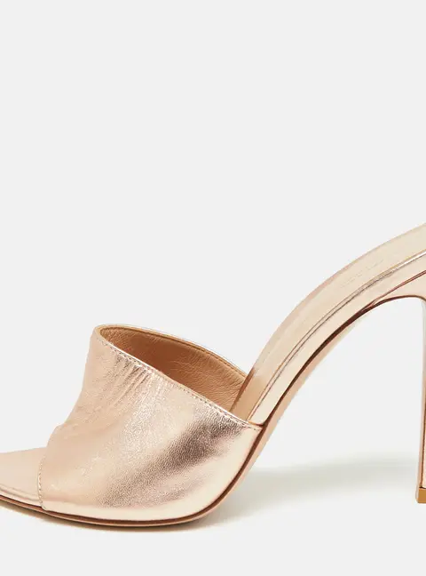 Gianvito Rossi Elle Size 37.5 Metallic Leather Slide Sandals