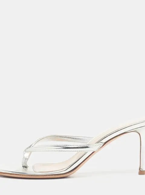 Gianvito Rossi Calypso Size 37 Silver Leather Thong Slide Sandals