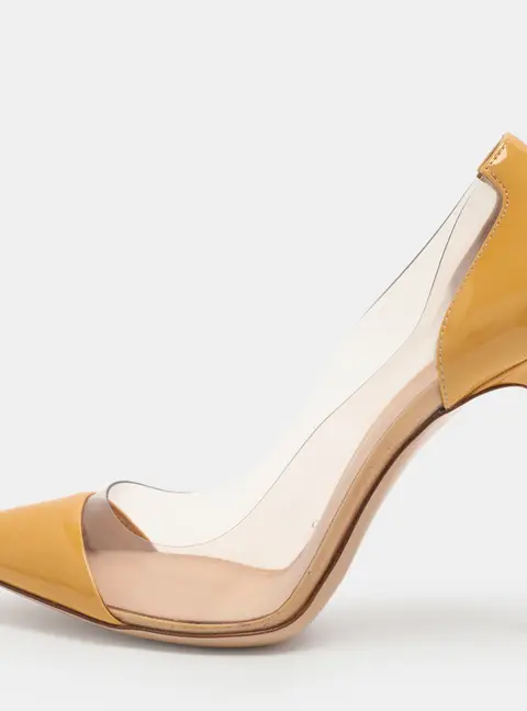 Gianvito Rossi Plexi Size 36 Yellow Patent Leather and PVC Pumps