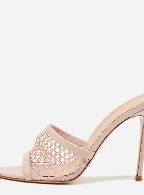Gianvito Rossi Alisia Size 40.5 Beige Leather and Mesh Slide Sandals