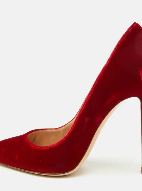 Gianvito Rossi Gianvito Size 36 Dark Red Velvet Pointed Toe Pumps