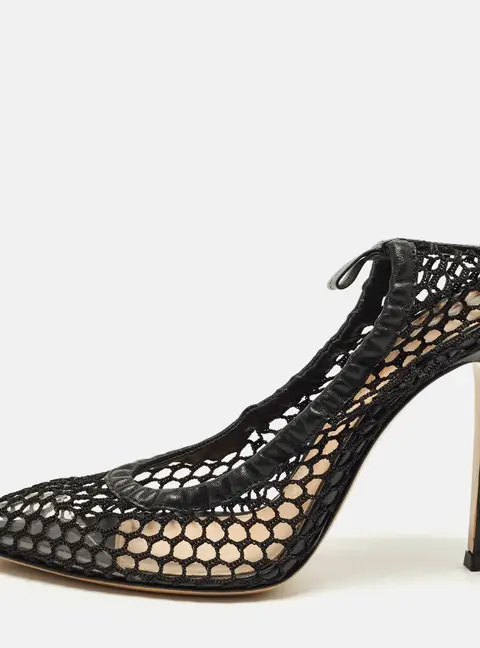 Gianvito Rossi Alisia Size 37 Black Mesh and PVC Pumps