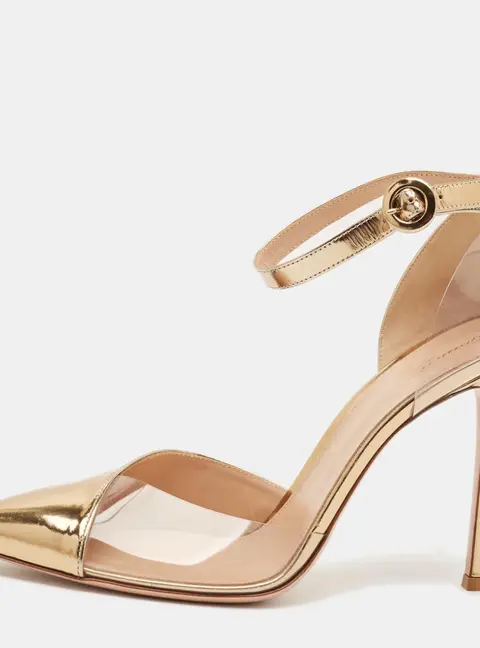 Gianvito Rossi Plexi Size 41 Gold/Transparent  Patent Leather and PVC Pumps