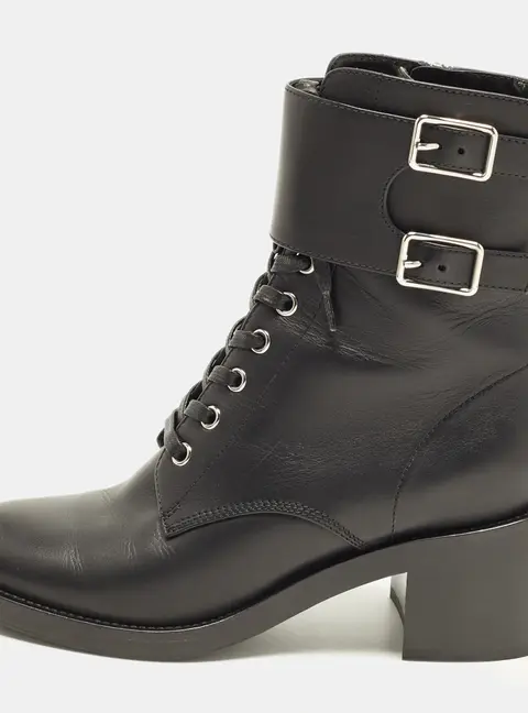Gianvito Rossi Size 37.5 Black Leather Combat Boots
