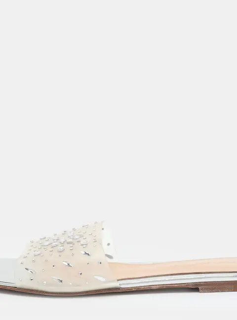 Gianvito Rossi Size 37 Transparent PVC Crystal Embellished Slide Sandals