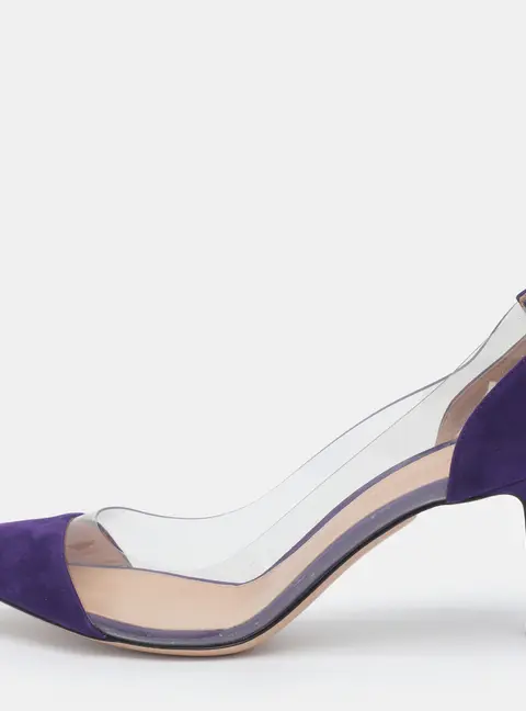 Gianvito Rossi Plexi Size 39 Purple PVC and Suede Pumps