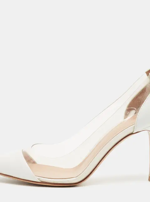 Gianvito Rossi Plexi Size 36.5 Transparent/White Leather and PVC Pumps