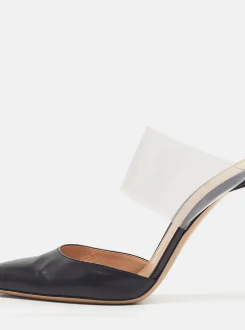 Gianvito Rossi Virtua Size 39.5 Black Leather and PVC Mules