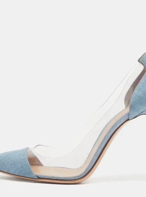Gianvito Rossi Plexi Size 42 Blue/Transparent Denim and PVC Pumps