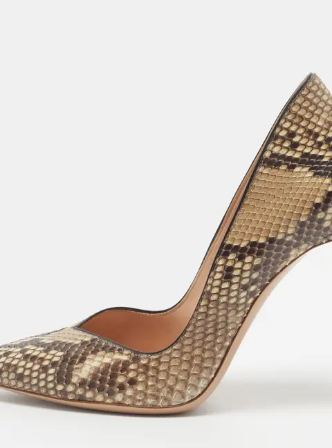 Gianvito Rossi Size 38 Beige/Brown Python Leather Pumps