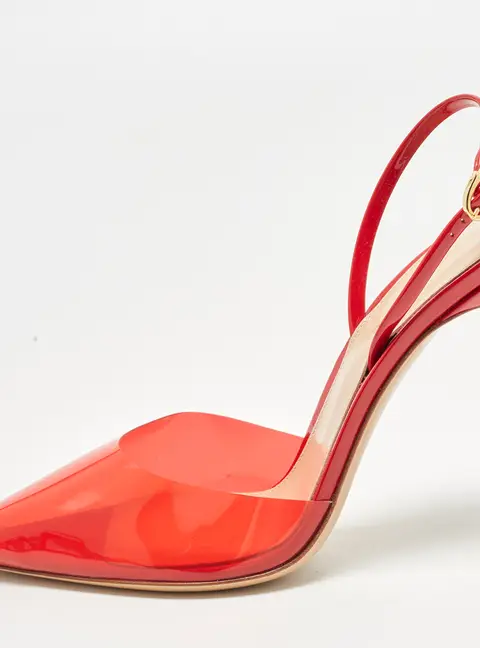 Gianvito Rossi Ribbon Size 37 Red Patent Leather and PVC Pumps