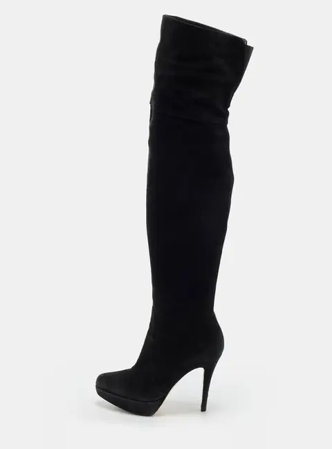 Gianvito Rossi Size 37.5 Black Suede Knee Length Boots