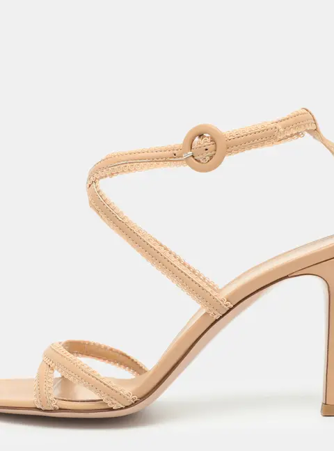 Gianvito Rossi Dafne Size 38 Beige Leather Ankle Strap Sandals