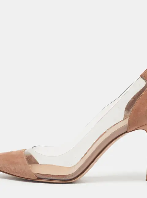 Gianvito Rossi Plexi Size 36 Transparent/Beige PVC and Suede Pumps