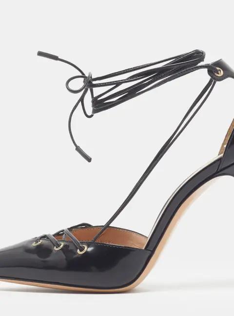 Gianvito Rossi Size 35 Black Leather Ankle Tie Pumps