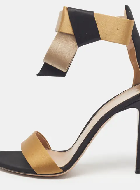 Gianvito Rossi Geisha Size 38 Tricolor Satin Ankle Strap Sandals