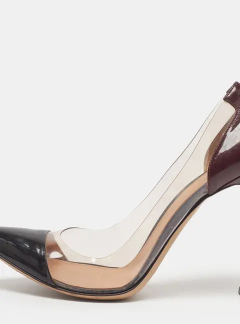 Gianvito Rossi Plexi Size 40.5 Tricolor Patent Leather and PVC Pumps