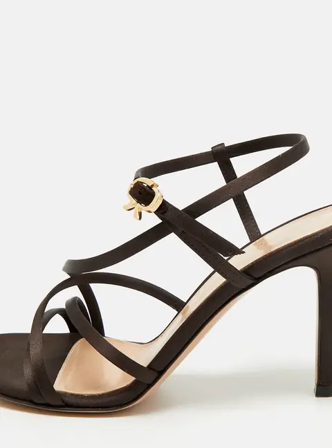 Gianvito Rossi Larisse Size 35 Brown Satin Ankle Strap Sandals