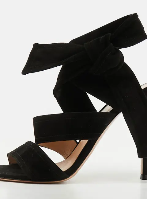 Gianvito Rossi Size 38.5 Black Suede Ankle Strap Sandals