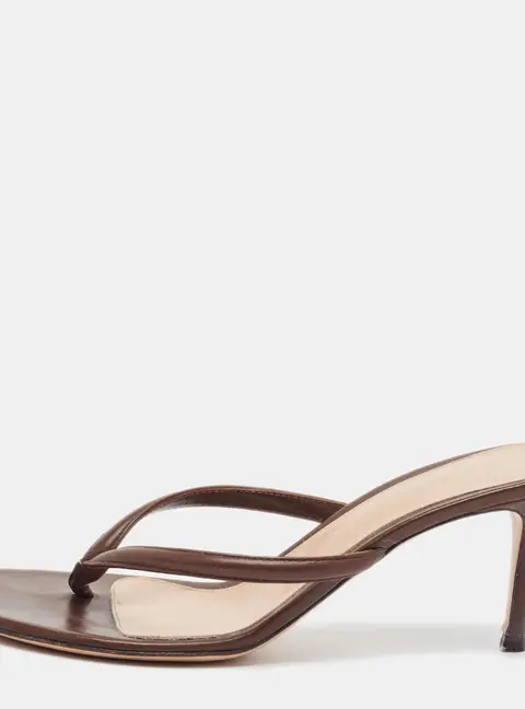 Gianvito Rossi Calypso Size 38 Dark Brown Leather Thong Sandals