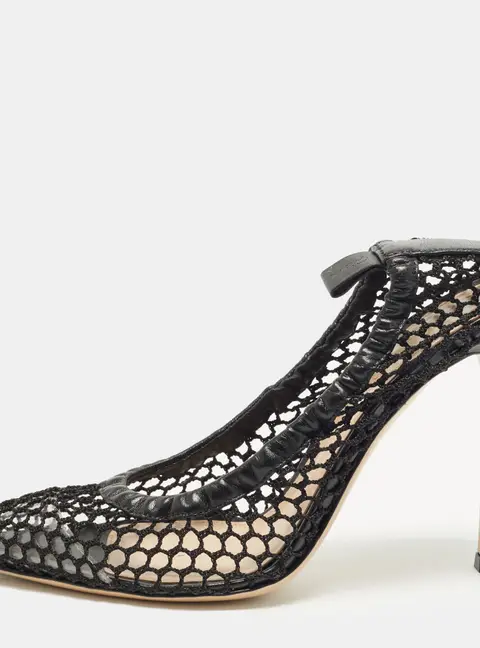 Gianvito Rossi Alisia Size 37 Black Mesh and PVC Pumps
