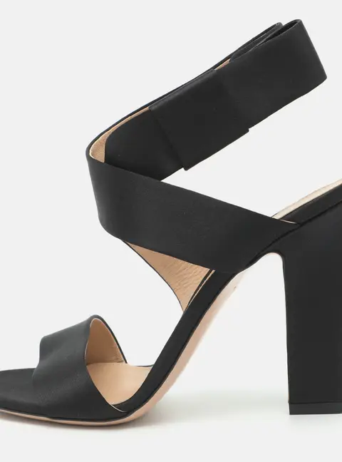 Gianvito Rossi Size 37.5 Black Satin Ankle Strap Sandals