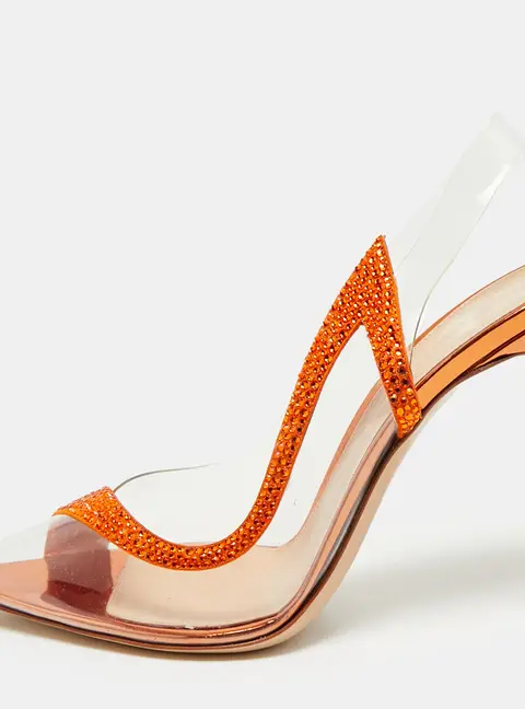 Gianvito Rossi Hortensia Size 38.5 Transparent/Orange PVC and Suede Pumps