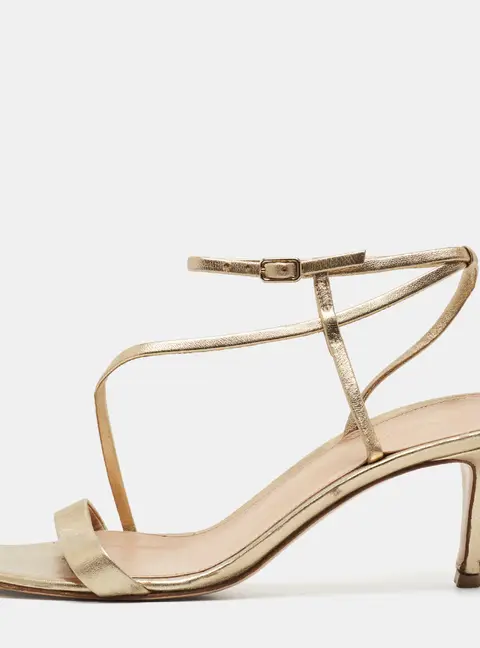 Gianvito Rossi Size 36.5 Metallic Leather Ankle Strap Sandals