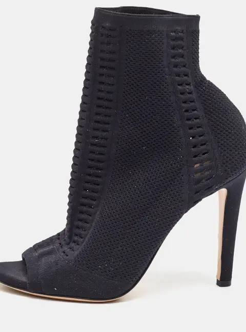 Gianvito Rossi Fiona Size 37 Black Knit Fabric Ankle Length Boots