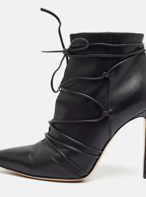 Gianvito Rossi Size 37 Black Leather Ankle Length Boots
