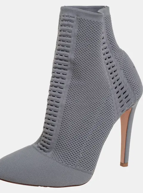 Gianvito Rossi Grey Stretch Knit Thurlow Ankle Boots Size 39