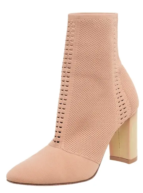 Gianvito Rossi Beige Knit Fabric Boucl&eacute; Katie Ankle Boots Size 39